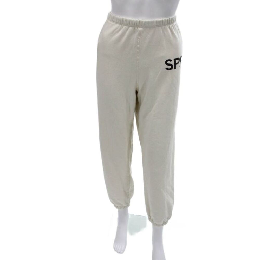 SPRWMN Womens Sweatpants Beige 100% Cotton Pull On Size L